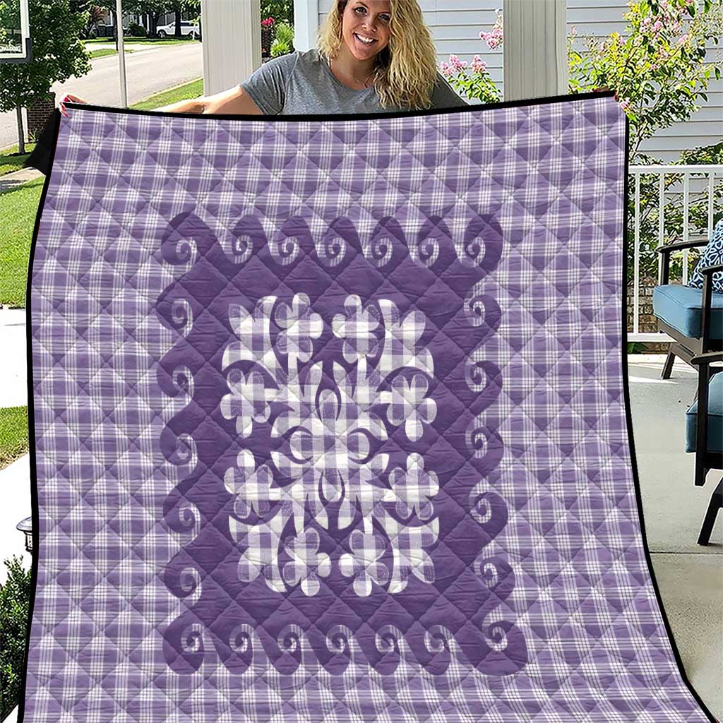 Purple Ulu Palaka Quilt Pattern Quilt Hawaii Culture Breadfruit - Polynesian Pride