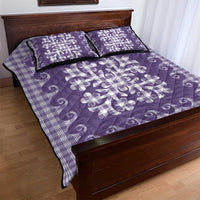 Purple Ulu Palaka Quilt Pattern Quilt Bed Set Hawaii Culture Breadfruit - Polynesian Pride