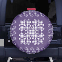 Purple Ulu Palaka Quilt Pattern Spare Tire Cover Hawaii Culture Breadfruit - Polynesian Pride