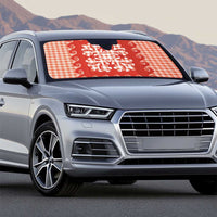 Red Ulu Palaka Quilt Pattern Auto Sun Shade Hawaii Culture Breadfruit - Polynesian Pride