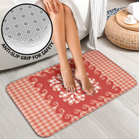 Red Ulu Palaka Quilt Pattern Bathroom Set Hawaii Culture Breadfruit - Polynesian Pride