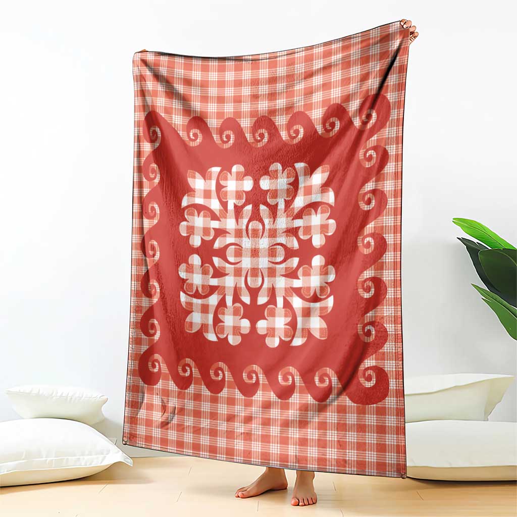 Red Ulu Palaka Quilt Pattern Blanket Hawaii Culture Breadfruit - Polynesian Pride