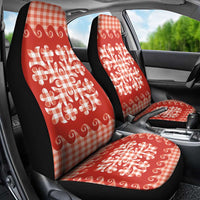 Red Ulu Palaka Quilt Pattern Car Seat Cover Hawaii Culture Breadfruit - Polynesian Pride