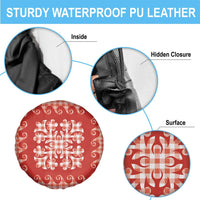 Red Ulu Palaka Quilt Pattern Spare Tire Cover Hawaii Culture Breadfruit - Polynesian Pride