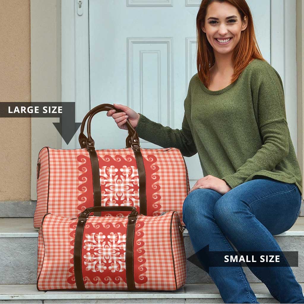 Red Ulu Palaka Quilt Pattern Travel Bag Hawaii Culture Breadfruit - Polynesian Pride