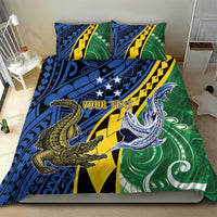 Personalised Crocodile and Shark Solomon Islands Bedding Set Polynesian Tribal Tattoo