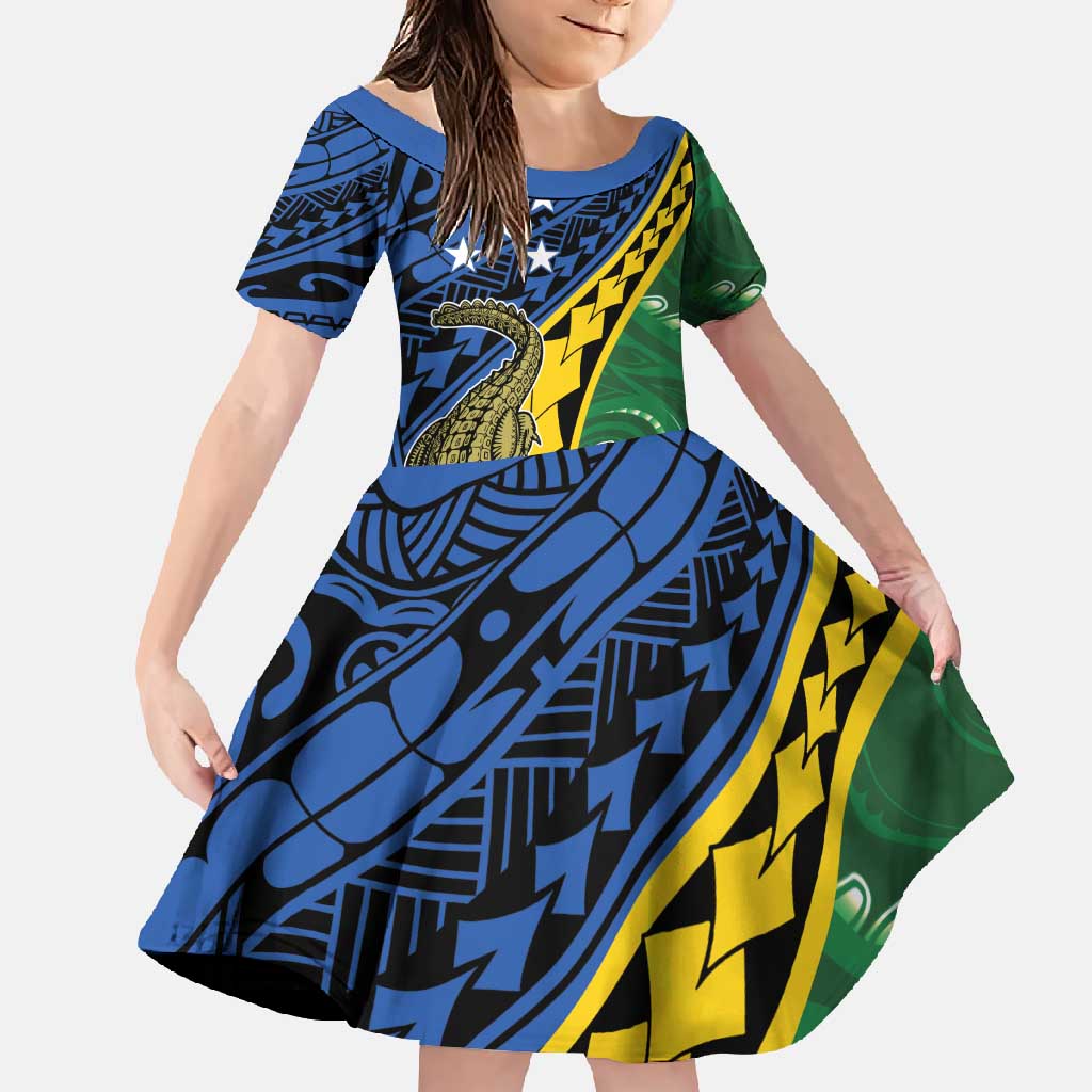 Personalised Crocodile and Shark Solomon Islands Family Matching Long Sleeve Bodycon Dress and Hawaiian Shirt Polynesian Tribal Tattoo