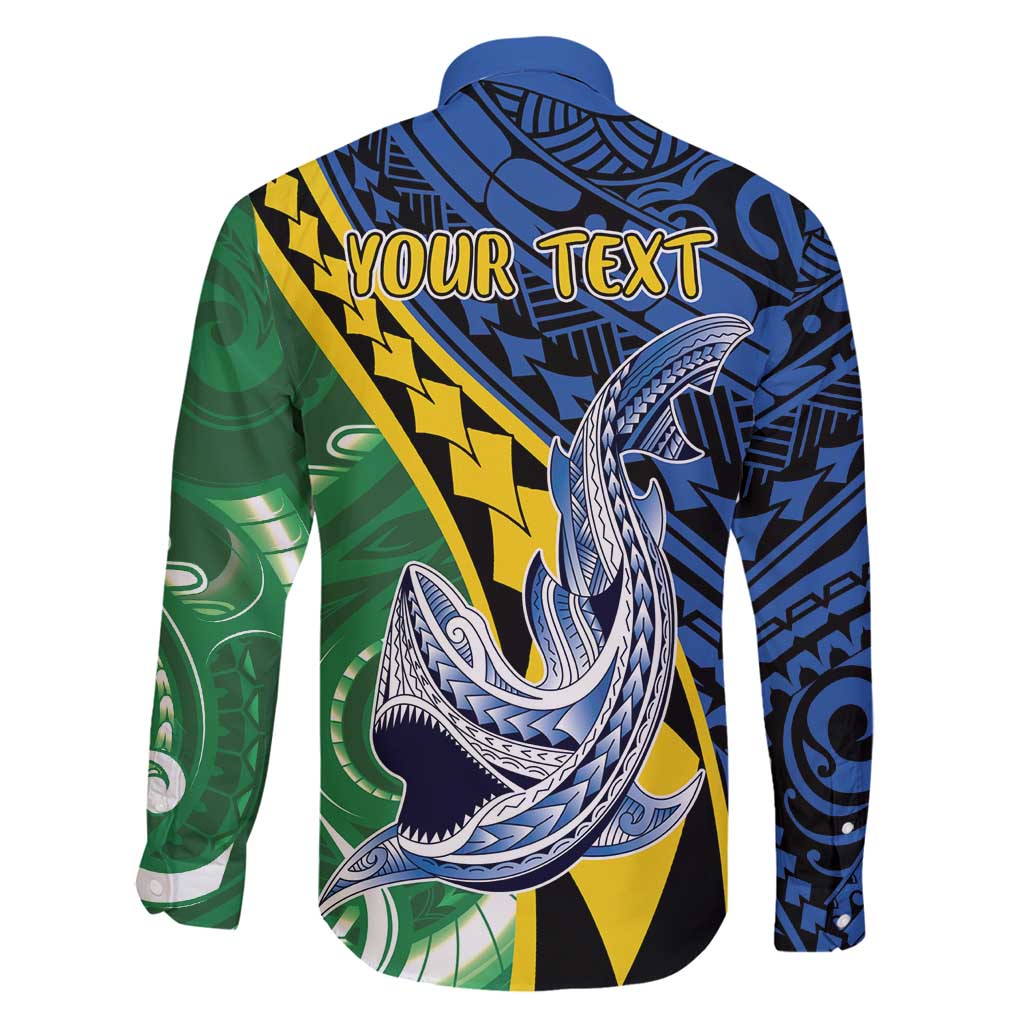 Personalised Crocodile and Shark Solomon Islands Family Matching Long Sleeve Bodycon Dress and Hawaiian Shirt Polynesian Tribal Tattoo