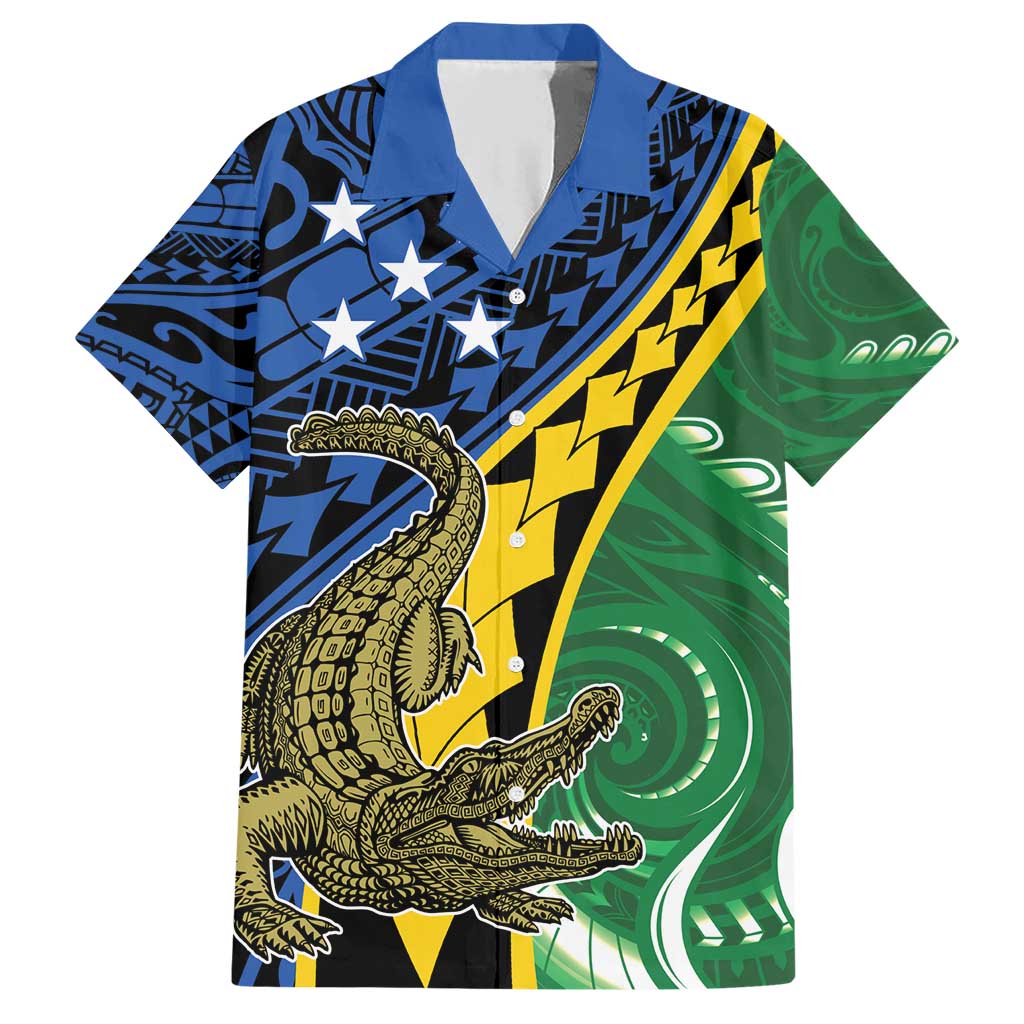 Personalised Crocodile and Shark Solomon Islands Family Matching Short Sleeve Bodycon Dress and Hawaiian Shirt Polynesian Tribal Tattoo