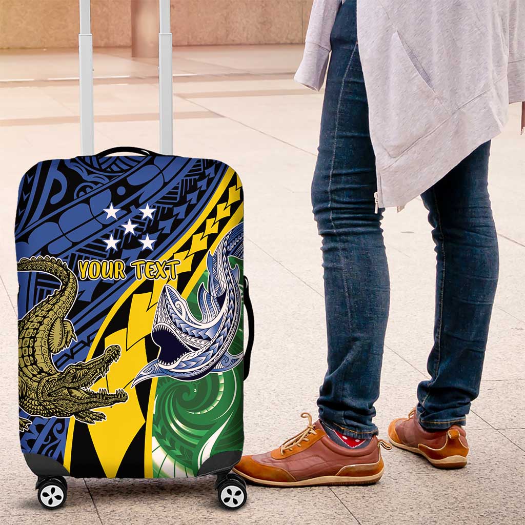 Personalised Crocodile and Shark Solomon Islands Luggage Cover Polynesian Tribal Tattoo LT9 Green - Polynesian Pride
