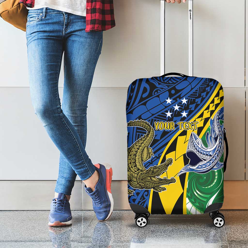 Personalised Crocodile and Shark Solomon Islands Luggage Cover Polynesian Tribal Tattoo LT9 - Polynesian Pride