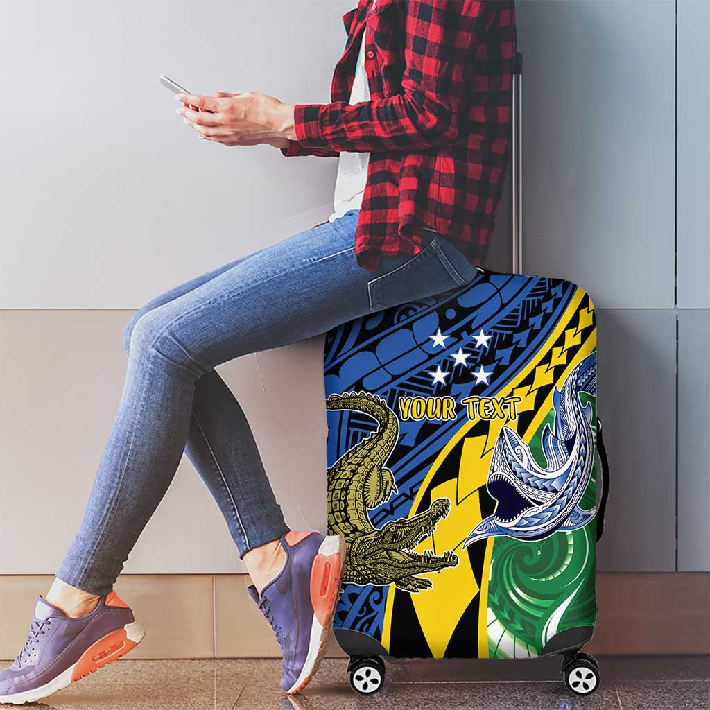 Personalised Crocodile and Shark Solomon Islands Luggage Cover Polynesian Tribal Tattoo LT9 - Polynesian Pride