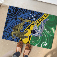 Personalised Crocodile and Shark Solomon Islands Rubber Doormat Polynesian Tribal Tattoo