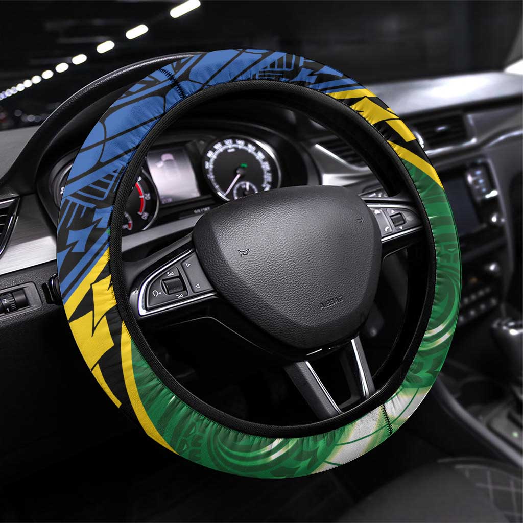 Crocodile and Shark Solomon Islands Steering Wheel Cover Polynesian Tribal Tattoo