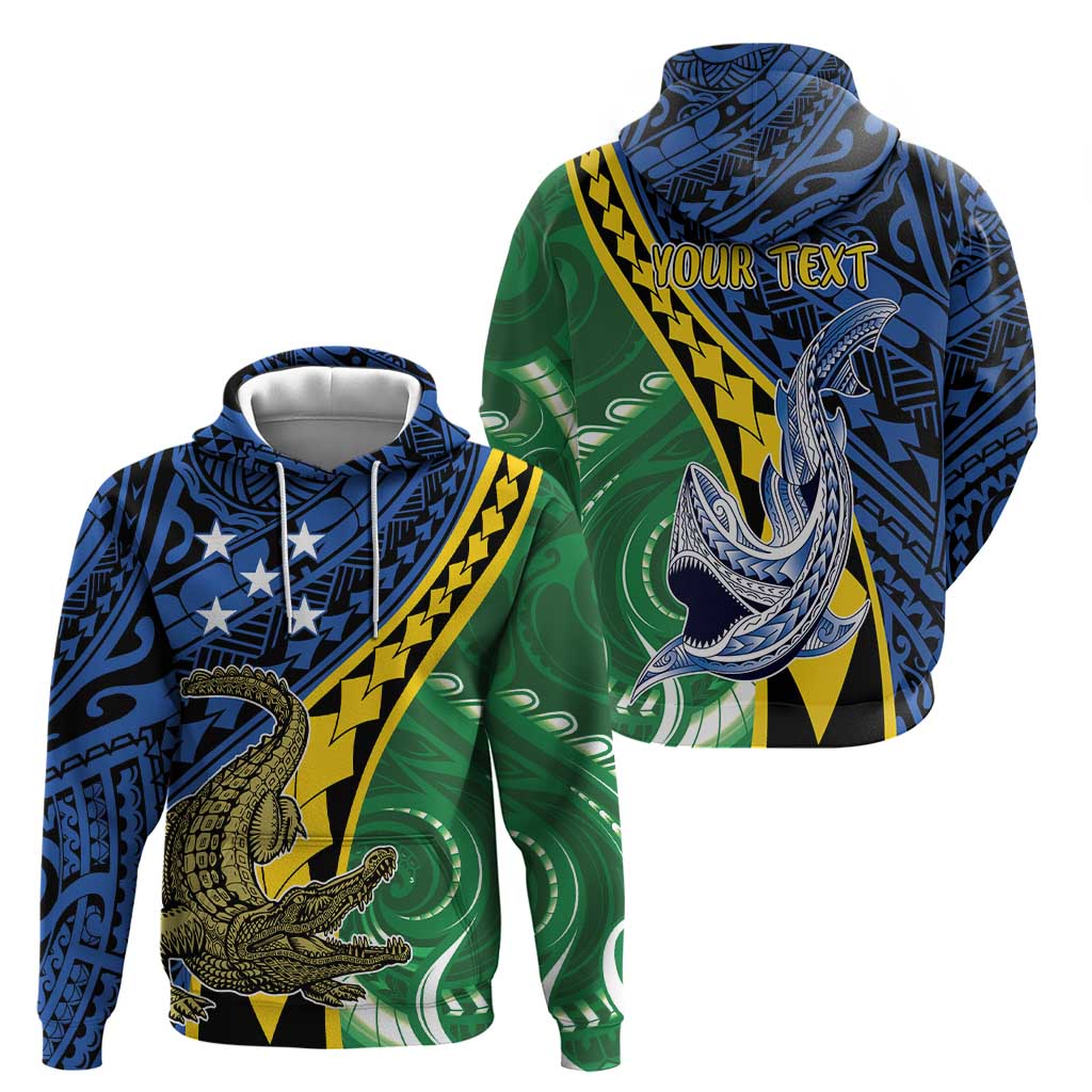 Personalised Crocodile and Shark Solomon Islands Zip Hoodie Polynesian Tribal Tattoo LT9 - Polynesian Pride