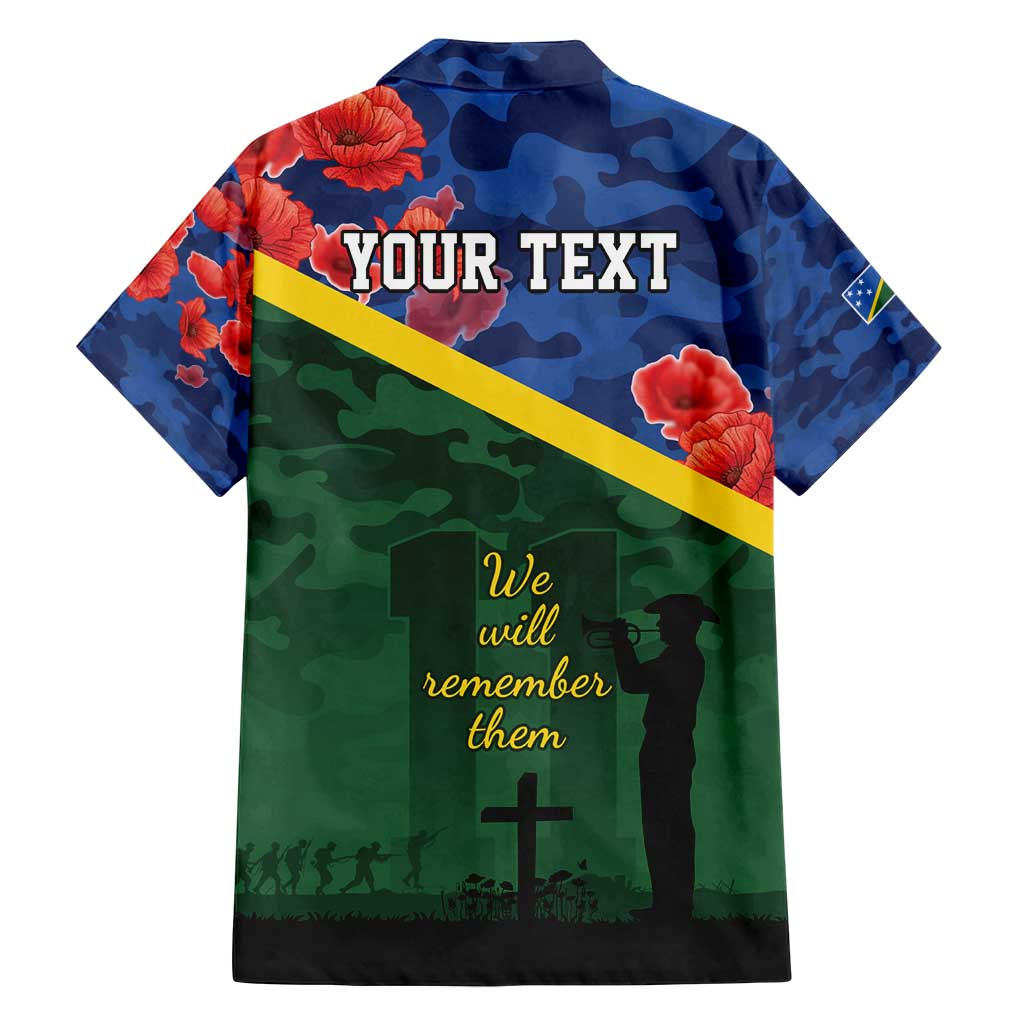 Personalised Solomon Islands Remembrance Day Family Matching Long Sleeve Bodycon Dress and Hawaiian Shirt We Will Remember Them with Camouflage Style