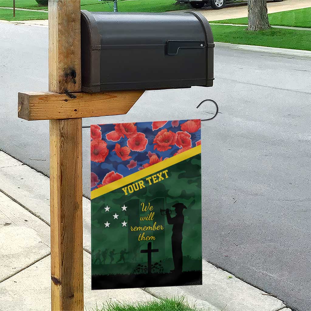 Personalised Solomon Islands Remembrance Day Garden Flag We Will Remember Them with Camouflage Style