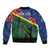 Personalised Solomon Islands Remembrance Day Sleeve Zip Bomber Jacket We Will Remember Them with Camouflage Style