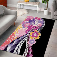 Aloha Vintage Hibiscus Lei Seamless Pattern Area Rug - Polynesian Pride