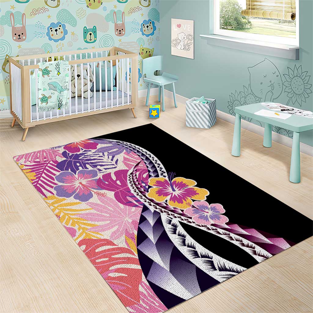 Aloha Vintage Hibiscus Lei Seamless Pattern Area Rug - Polynesian Pride