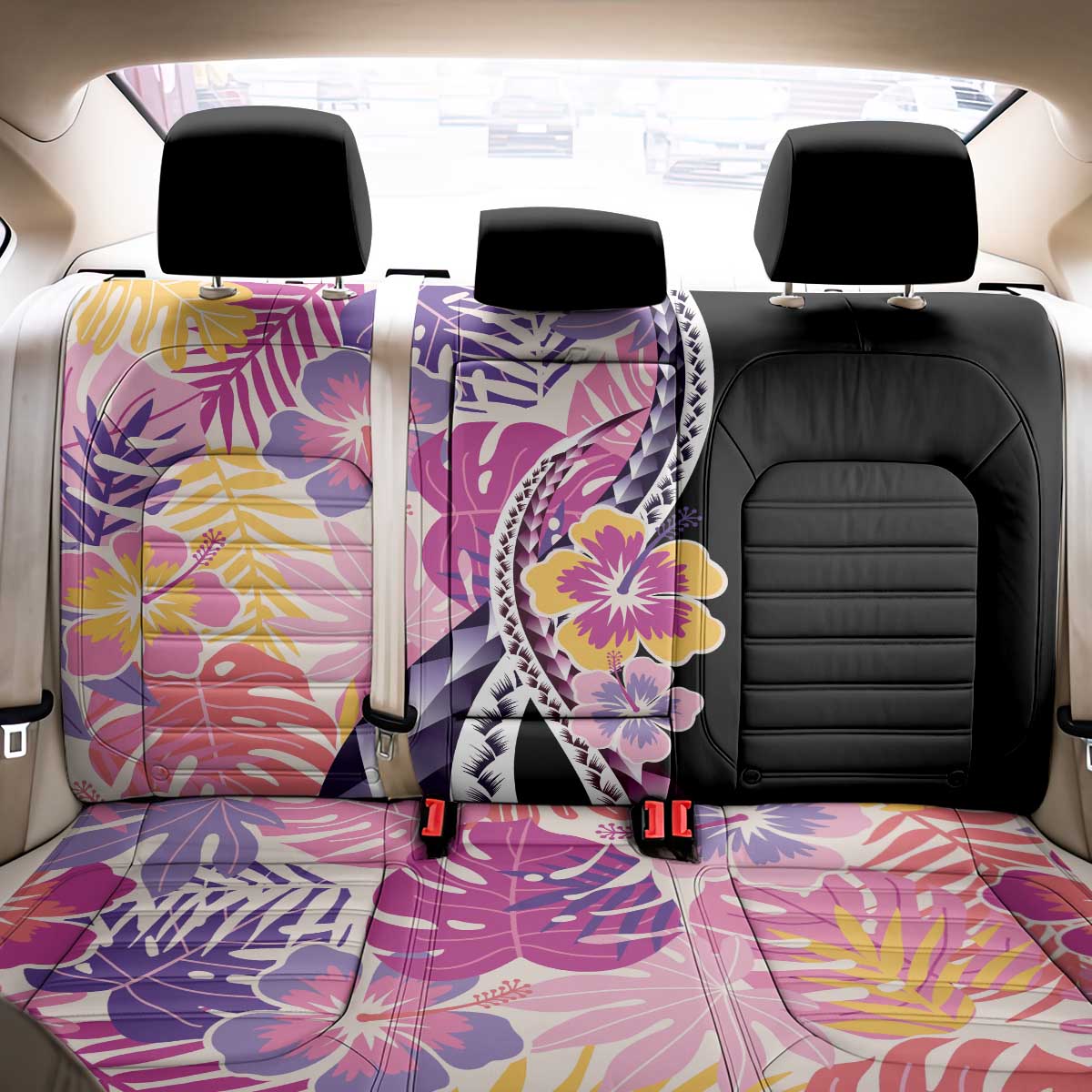 Aloha Vintage Hibiscus Lei Seamless Pattern Back Car Seat Cover - Polynesian Pride