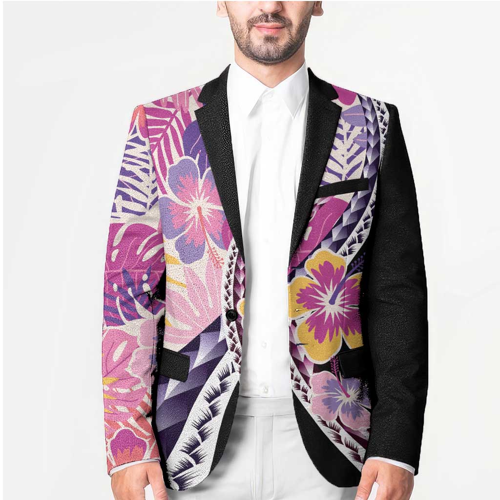 Aloha Vintage Hibiscus Lei Seamless Pattern Blazer - Polynesian Pride