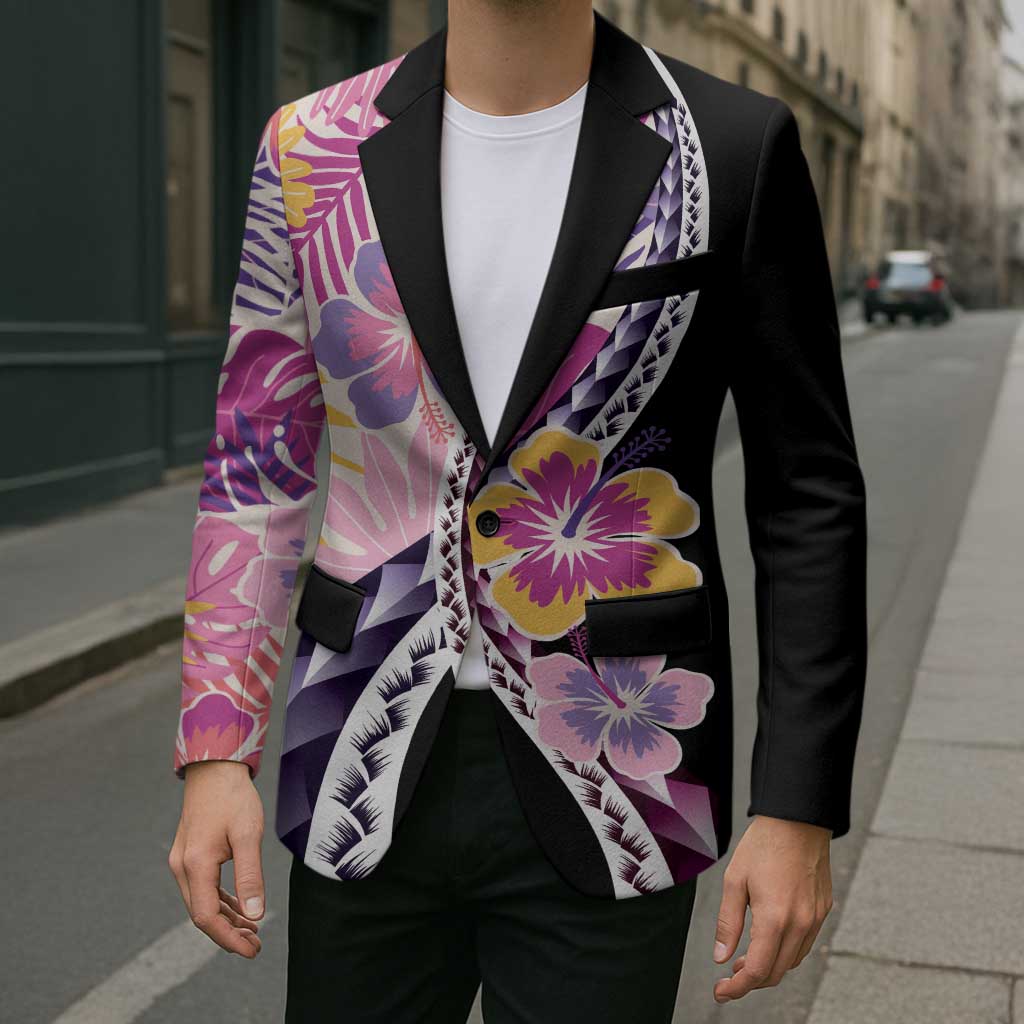 Aloha Vintage Hibiscus Lei Seamless Pattern Blazer - Polynesian Pride