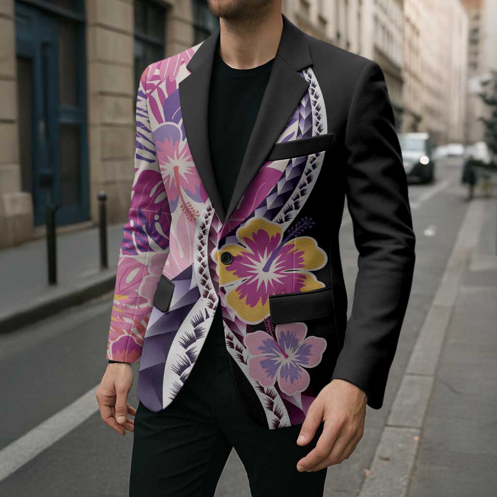 Aloha Vintage Hibiscus Lei Seamless Pattern Blazer - Polynesian Pride