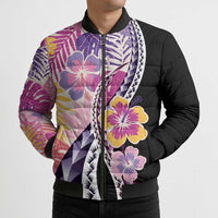 Aloha Vintage Hibiscus Lei Seamless Pattern Bomber Puffer Jacket - Polynesian Pride