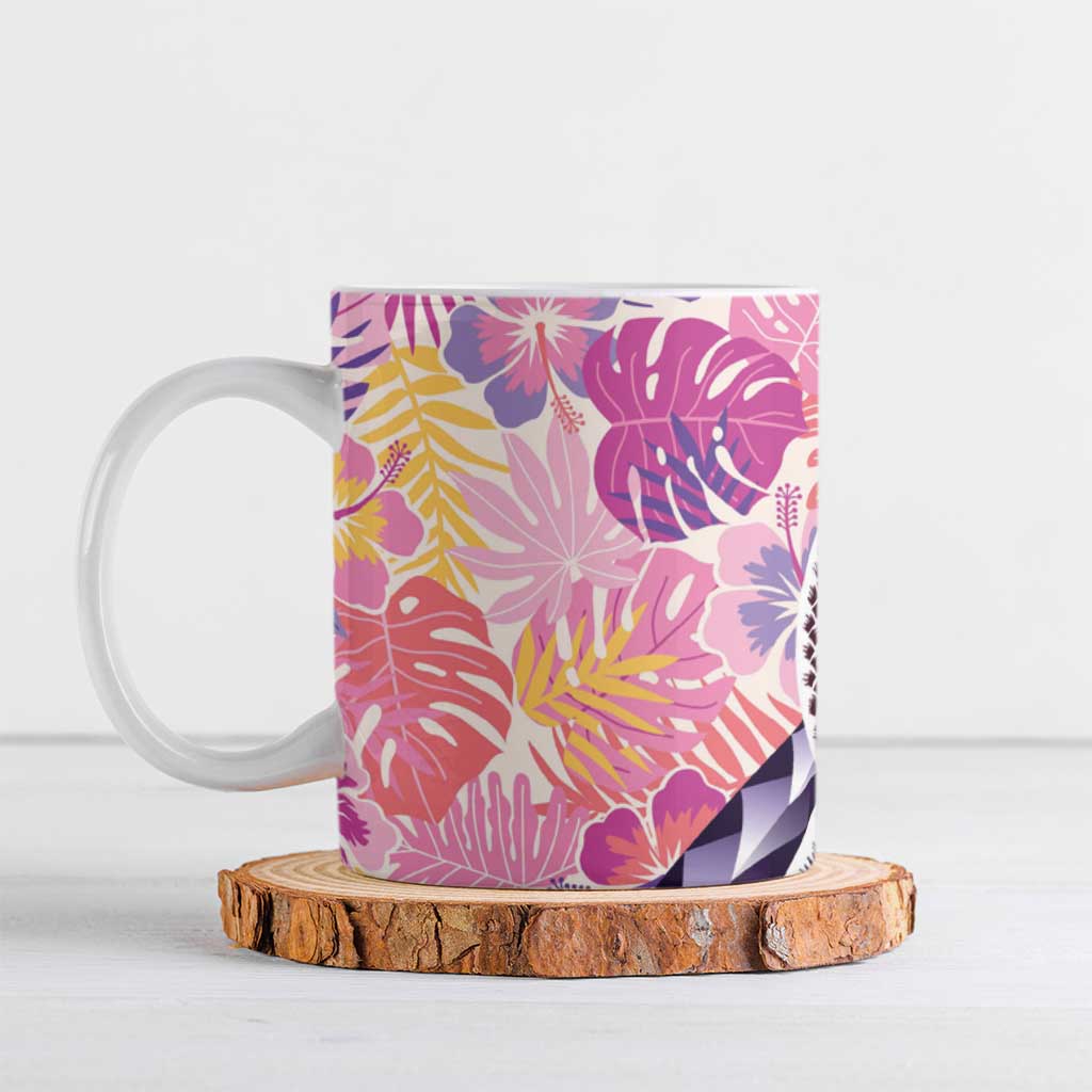 Aloha Vintage Hibiscus Lei Seamless Pattern Ceramic Mug - Polynesian Pride