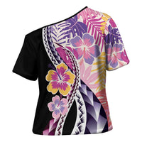 Aloha Vintage Hibiscus Lei Seamless Pattern Cross Shoulder Shirt - Polynesian Pride
