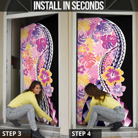 Aloha Vintage Hibiscus Lei Seamless Pattern Door Cover - Polynesian Pride
