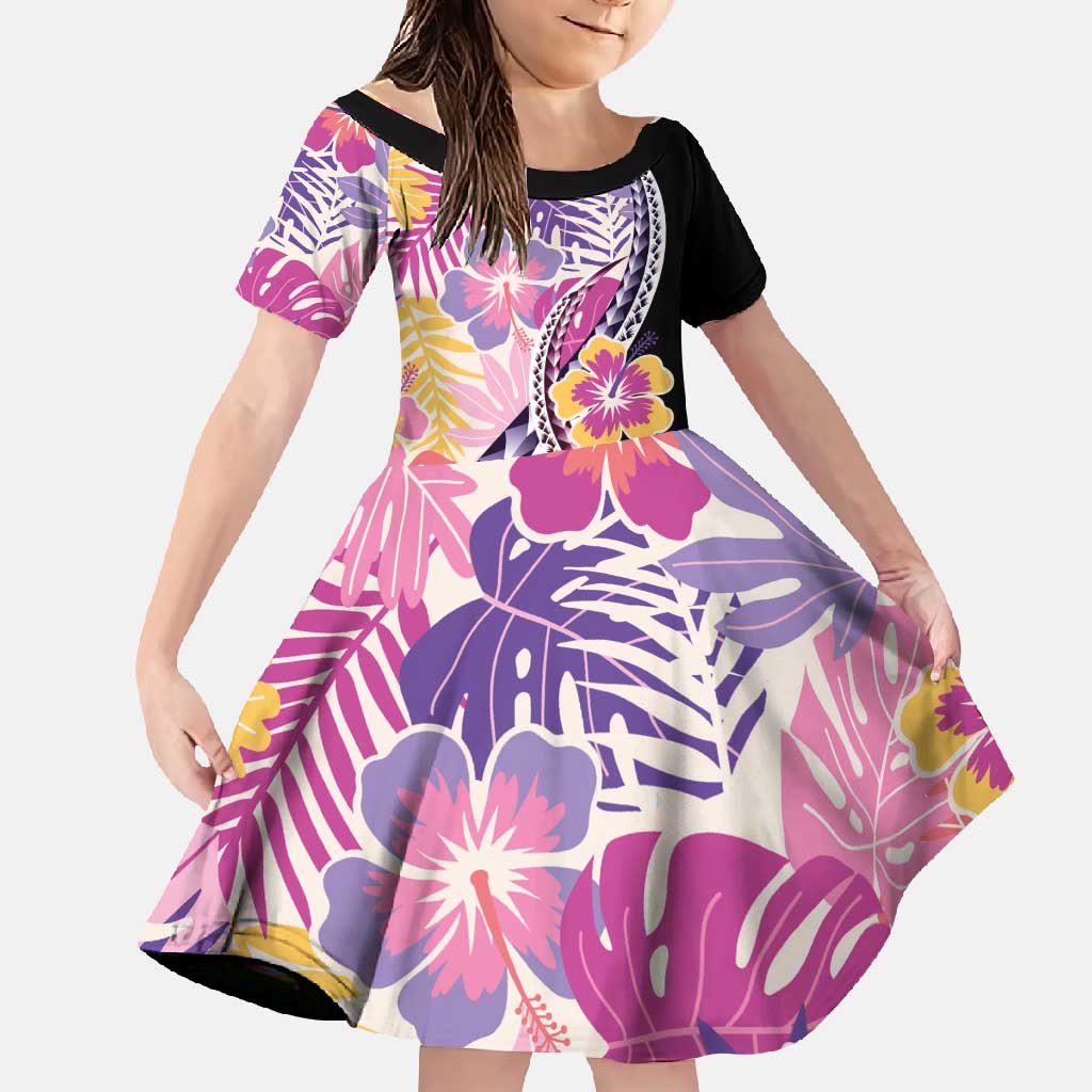 Aloha Vintage Hibiscus Lei Seamless Pattern Family Matching Tank Maxi Dress and Hawaiian Shirt - Polynesian Pride