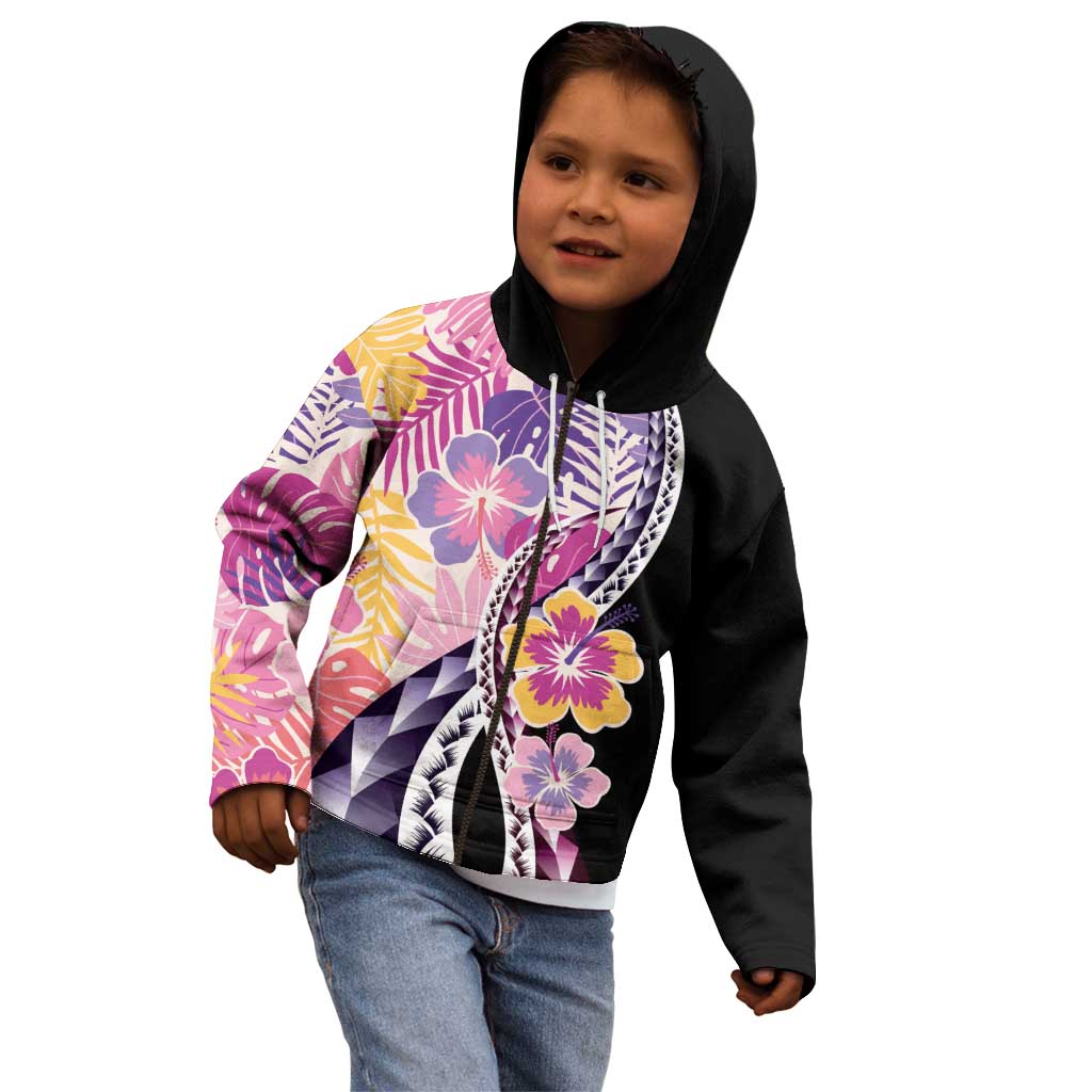 Aloha Vintage Hibiscus Lei Seamless Pattern Kid Hoodie - Polynesian Pride