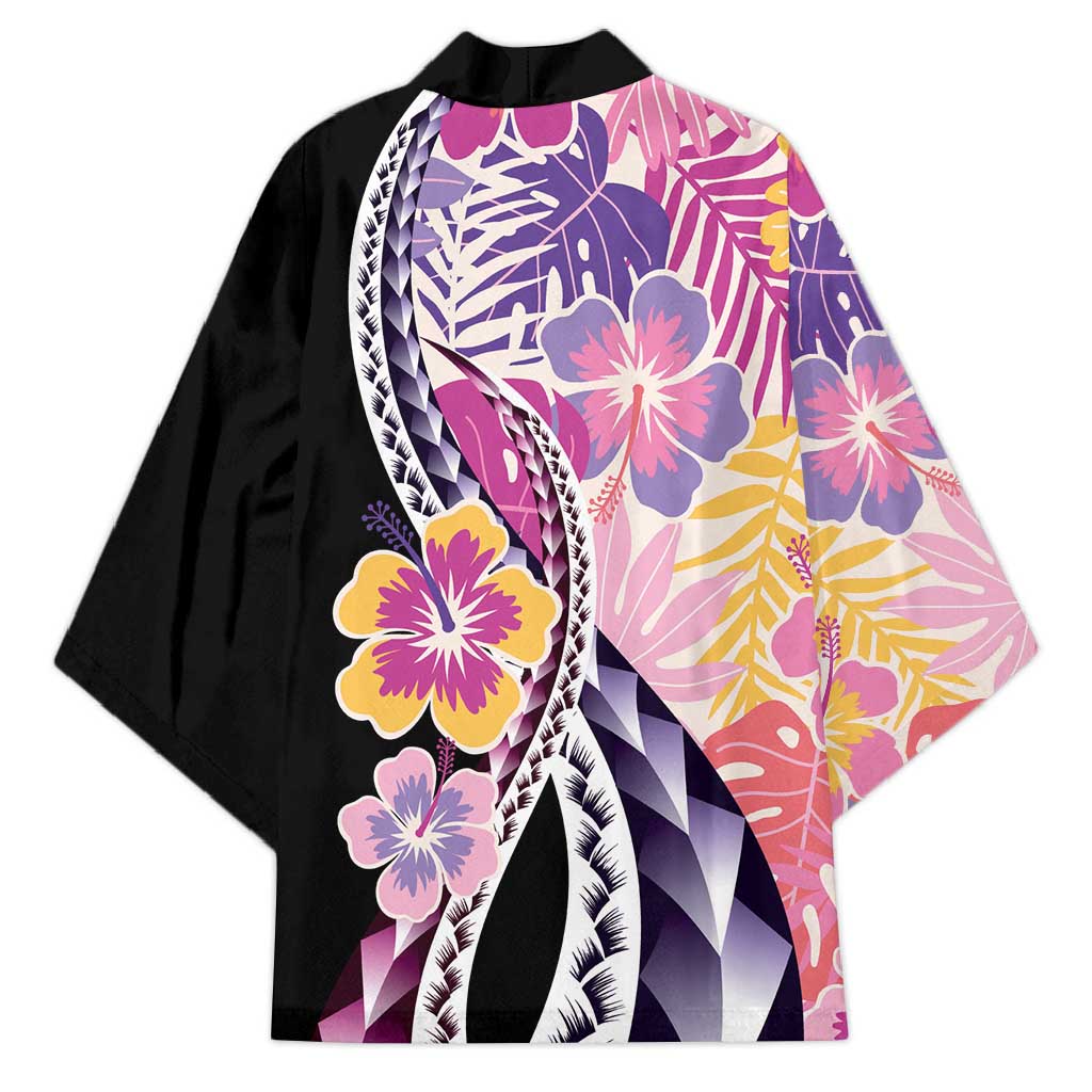 Aloha Vintage Hibiscus Lei Seamless Pattern Kimono - Polynesian Pride