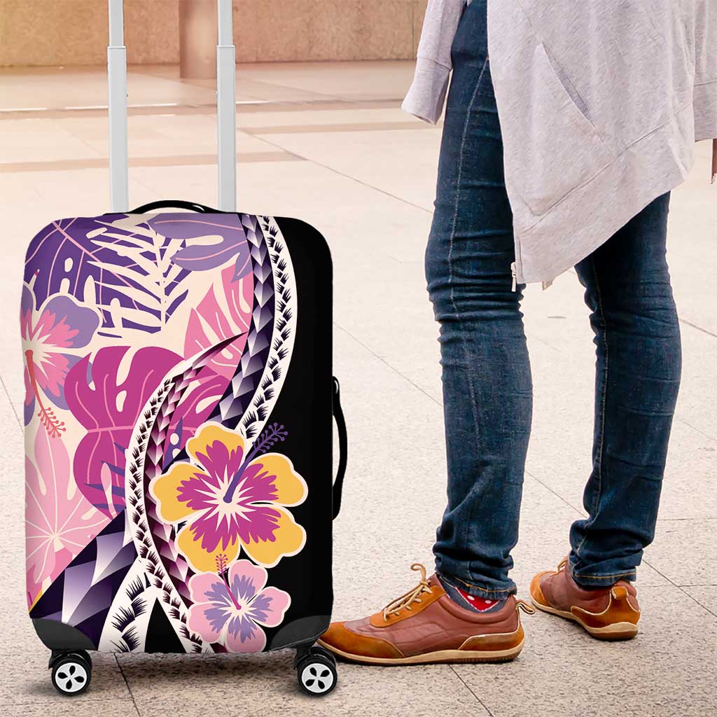 Aloha Vintage Hibiscus Lei Seamless Pattern Luggage Cover - Polynesian Pride