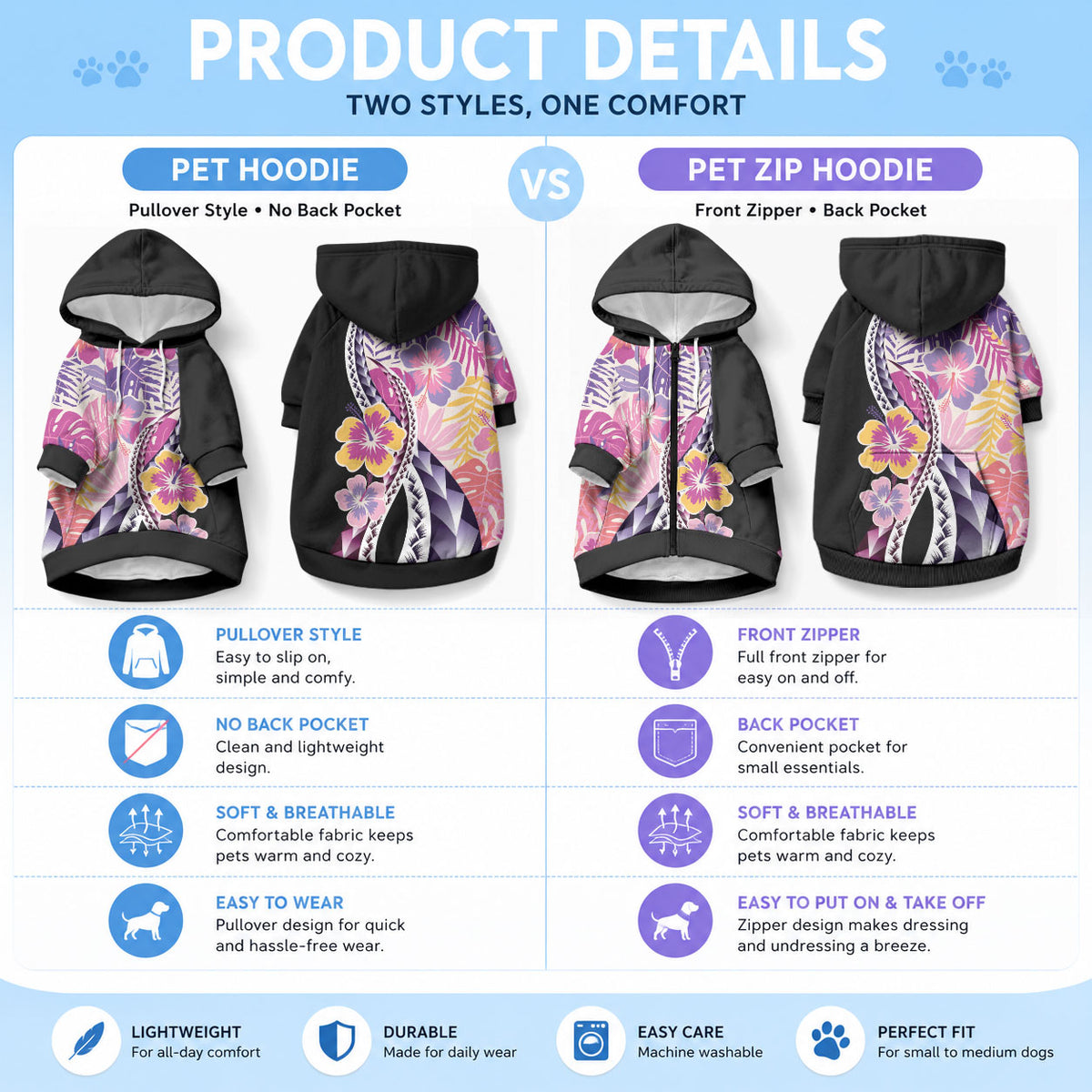 Aloha Vintage Hibiscus Lei Seamless Pattern Pet Hoodie LT9 - Polynesian Pride