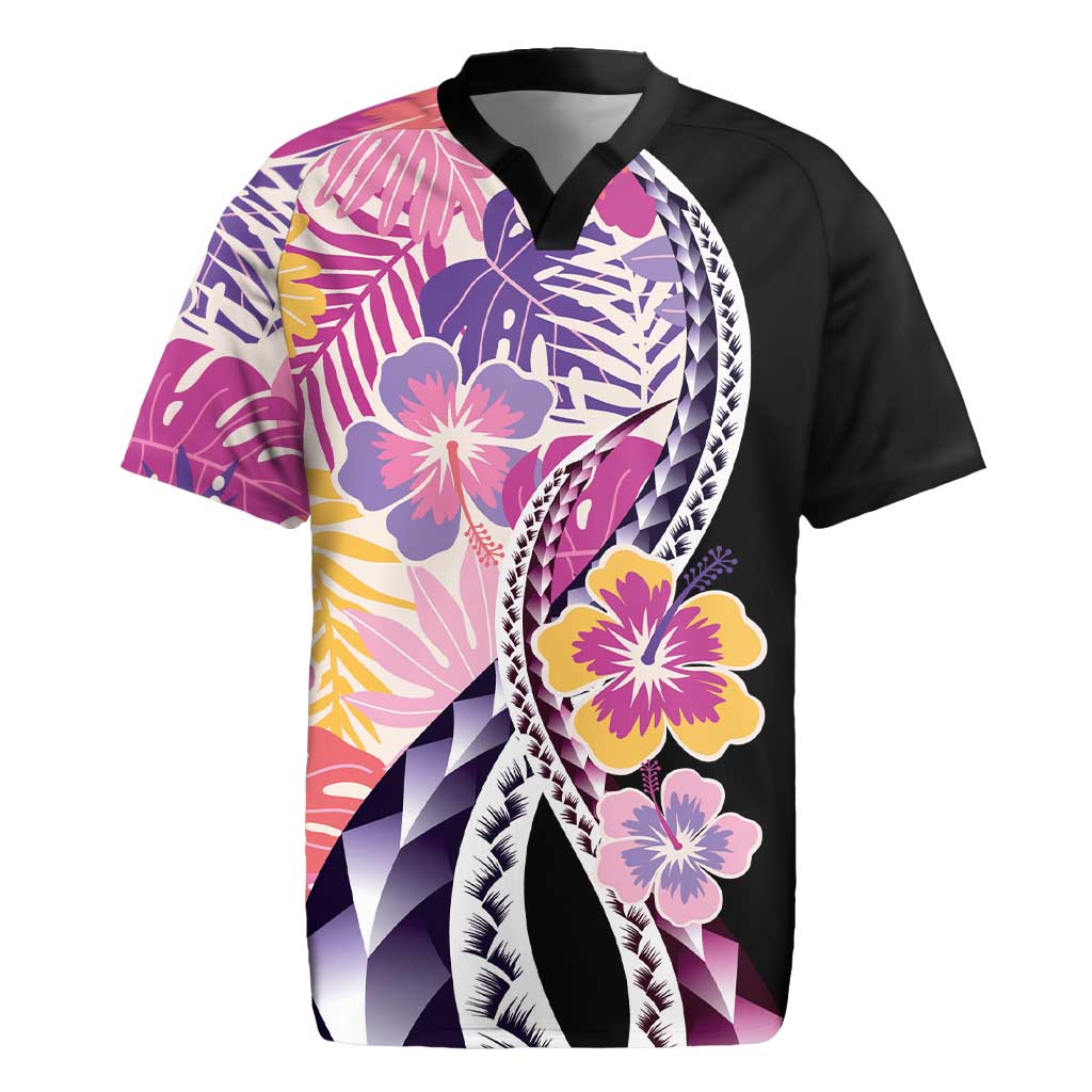 Aloha Vintage Hibiscus Lei Seamless Pattern Rugby Jersey - Polynesian Pride