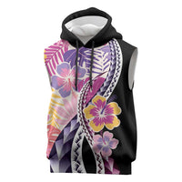 Aloha Vintage Hibiscus Lei Seamless Pattern Sleeveless Hoodie - Polynesian Pride