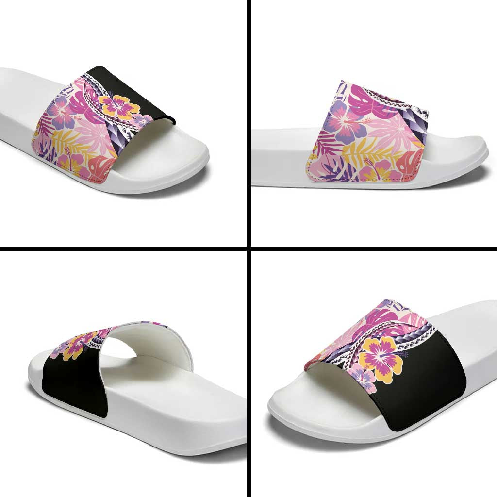 Aloha Vintage Hibiscus Lei Seamless Pattern Slide Sandals - Polynesian Pride