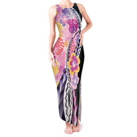 Aloha Vintage Hibiscus Lei Seamless Pattern Tank Maxi Dress - Polynesian Pride