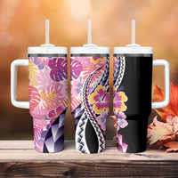 Aloha Vintage Hibiscus Lei Seamless Pattern Tumbler With Handle - Polynesian Pride