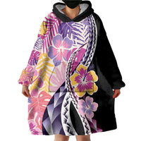 Aloha Vintage Hibiscus Lei Seamless Pattern Wearable Blanket Hoodie - Polynesian Pride