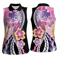 Aloha Vintage Hibiscus Lei Seamless Pattern Women Sleeveless Polo Shirt - Polynesian Pride