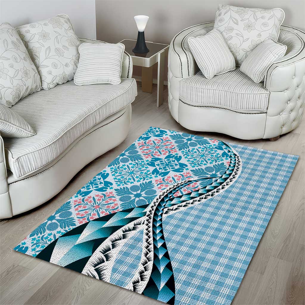 Aloha Vintage Palaka Floral Hawaiian Quilt Area Rug Uliuli Motif - Polynesian Pride