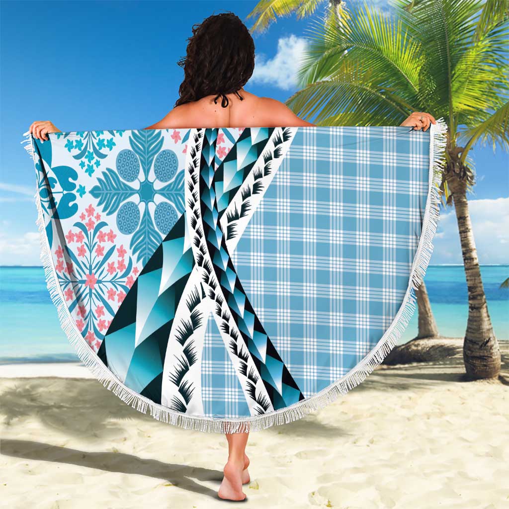 Aloha Vintage Palaka Floral Hawaiian Quilt Beach Blanket Uliuli Motif - Polynesian Pride