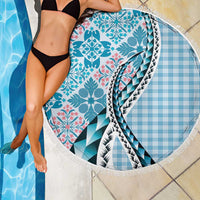 Aloha Vintage Palaka Floral Hawaiian Quilt Beach Blanket Uliuli Motif - Polynesian Pride