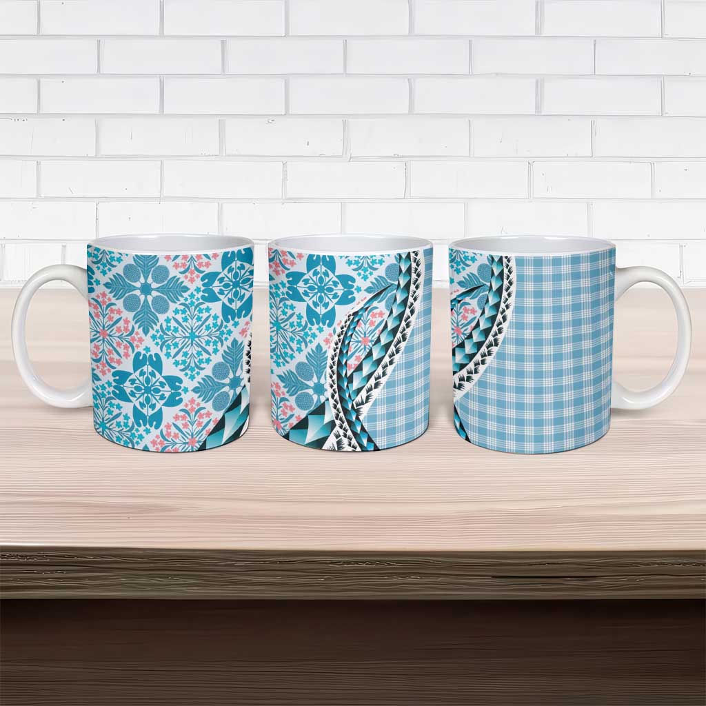 Aloha Vintage Palaka Floral Hawaiian Quilt Ceramic Mug Uliuli Motif - Polynesian Pride