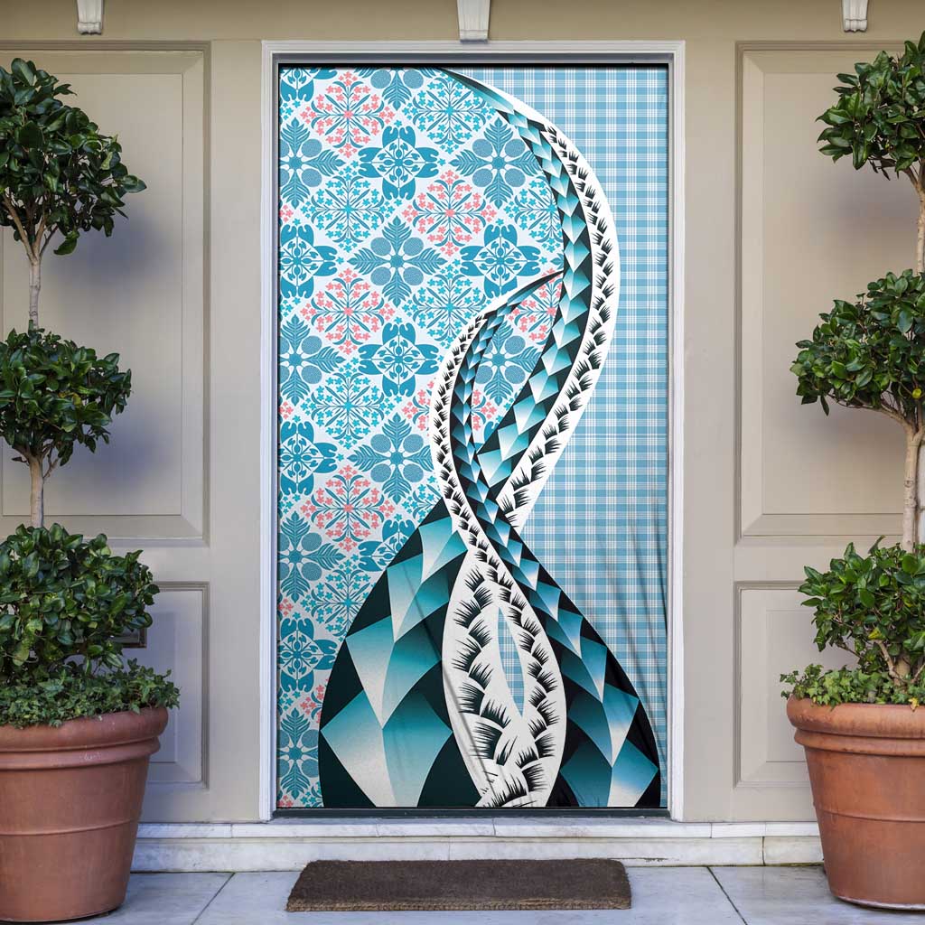 Aloha Vintage Palaka Floral Hawaiian Quilt Door Cover Uliuli Motif - Polynesian Pride