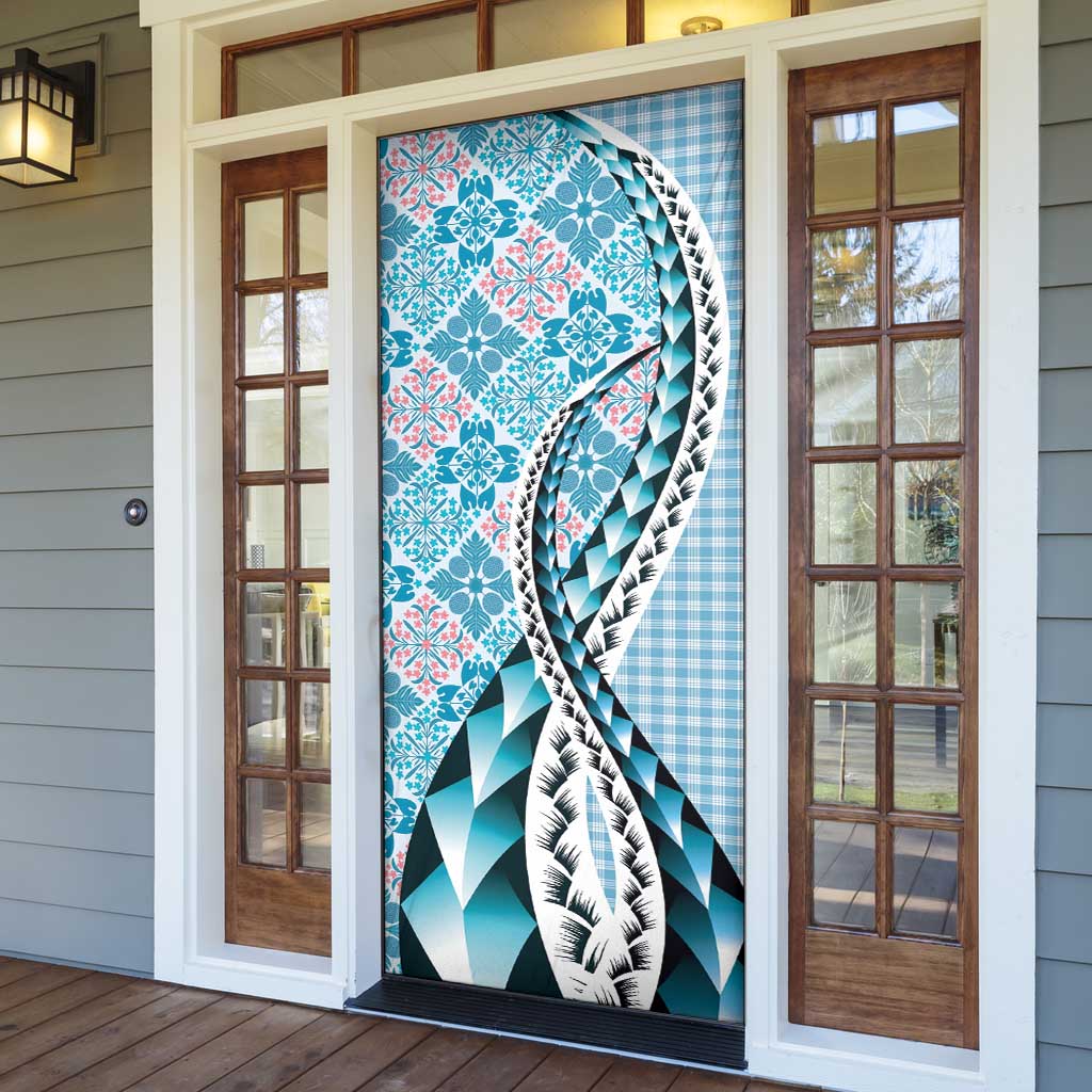 Aloha Vintage Palaka Floral Hawaiian Quilt Door Cover Uliuli Motif - Polynesian Pride